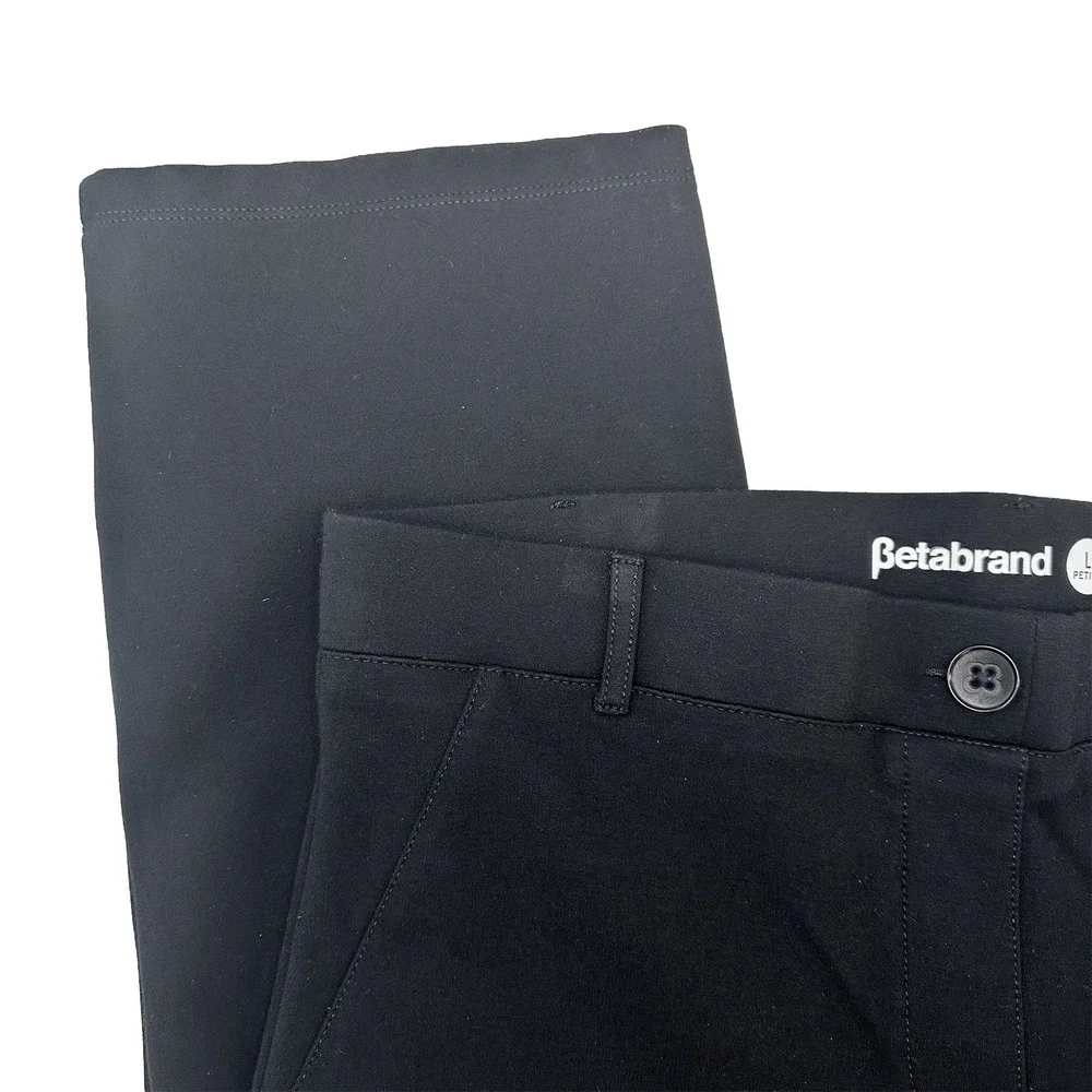 BETABRAND Straight Leg Stretch Dress Pants • Large Petite • black minimalist - Picture 2 of 7